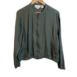 Cynthia Rowley small army green 100% linen jacket